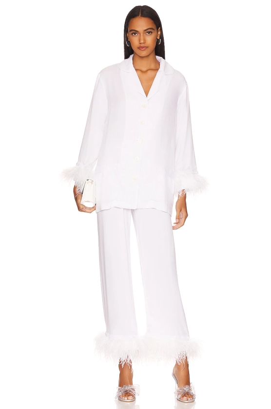 Sleeper Pajama Set with Double Feathers in White | REVOLVE