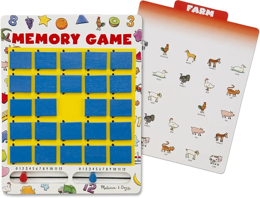 Melissa & Doug Flip to Win Travel Memory Game - Wooden Game Board, 7 Double-Sided Cards