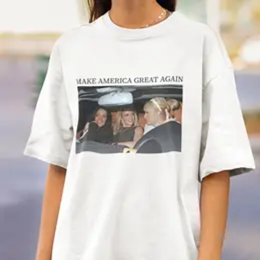 Make America Great Again Paris Shirt, Lindsay Britney Car Tee Funny, Hilton Spears Lohan T-Shirt Meme, Dark Humor, Offensive Shirt Mugshot