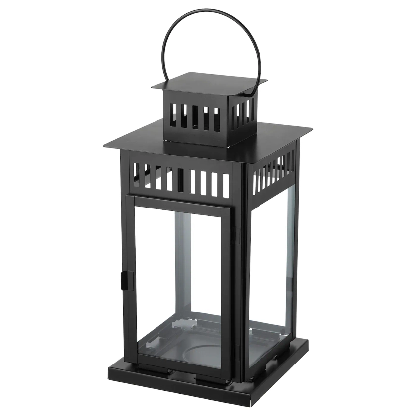 BORRBY lantern for block candle, indoor/outdoor black, 17 ¼" - IKEA