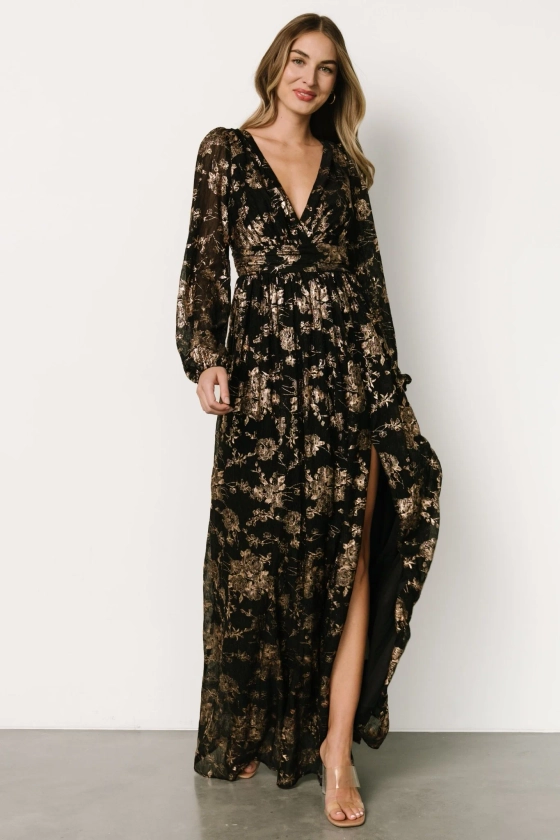 Charlene Maxi Dress | Black + Gold