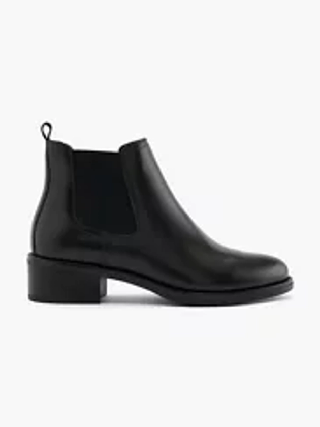 Black Leather Heeled Chelsea Boot