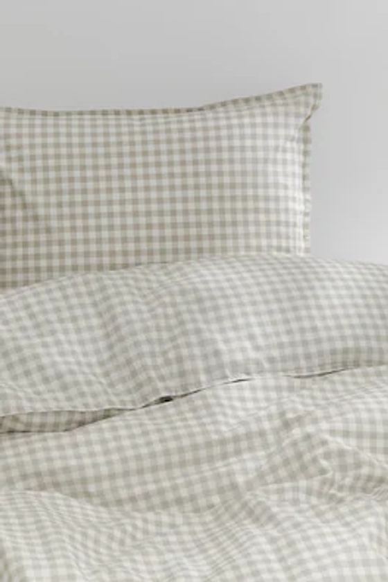 Parure de couette lit double à motif - Light mole/Gingham-checked - Home All | H&M FR