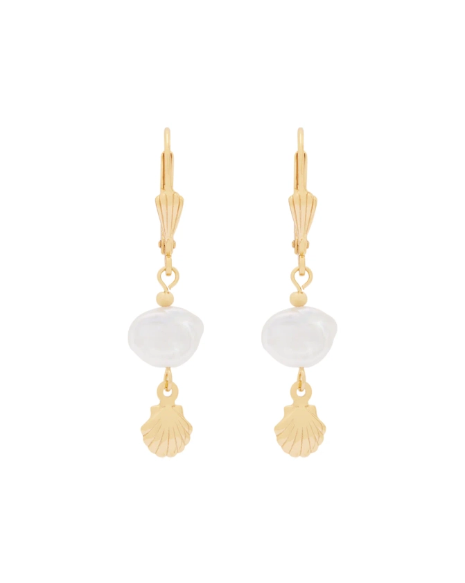 Moana Shell Pearl Earrings in 14K Gold Fill | Minimal Gold Jewellery