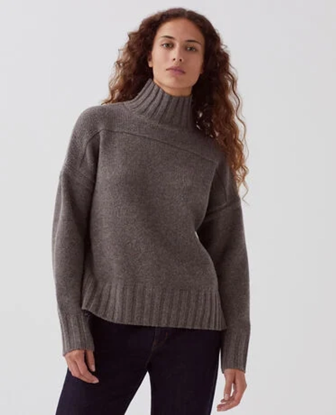 Pull col montant en laine steeple gray