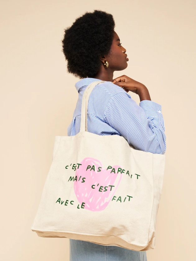 Tote bag "C'est pas parfait mais c'est fait avec le coeur"