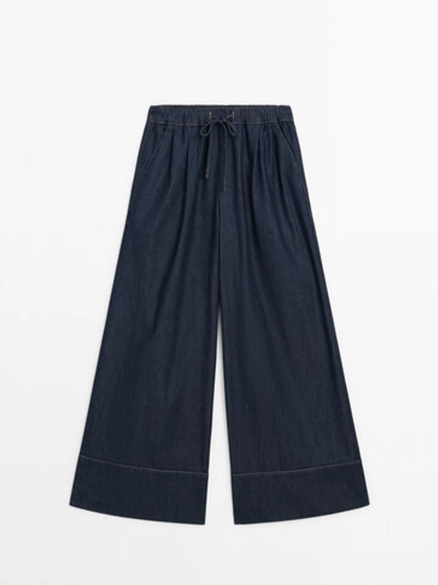 Jean wide leg avec cordon - Massimo Dutti France