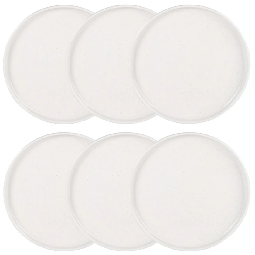 Lot de 6 - Assiette à dessert en céramique blanche