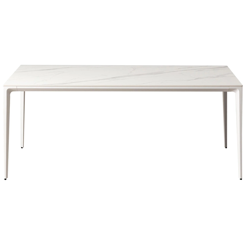 BKC Innovation S Commercial Grade Indoor / Outdoor Minimalist Dining Table, 180cm, Calacatta / White