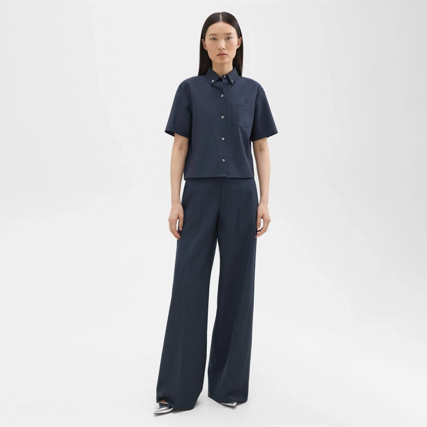 Pantalon Large Taille Haute en Good Wool | Theory