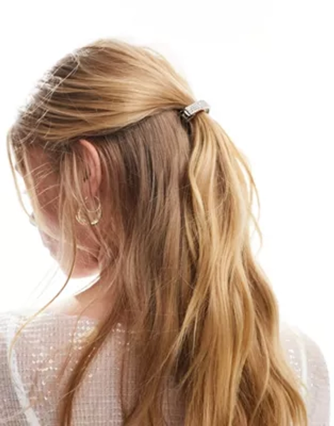 Pieces bride to be silver diamante ponytail hair clip in silver | ASOS
