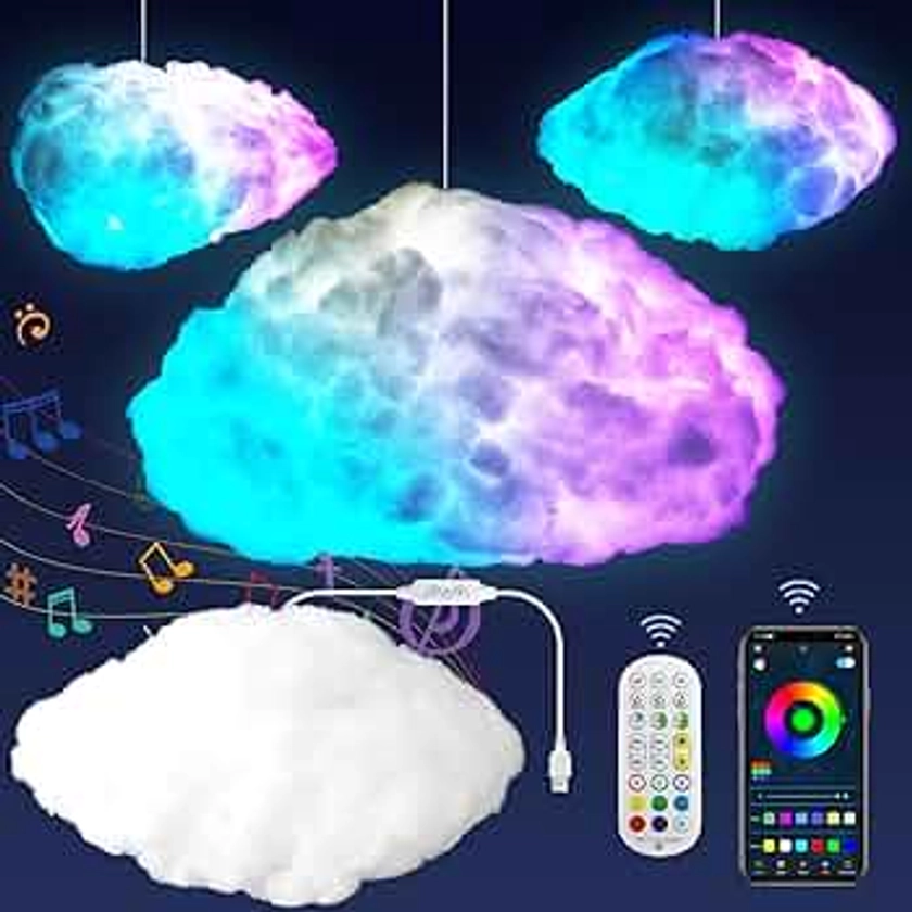 Cloud Led DIY Lights for Bedroom,Multicolor Creative Night Lighting Kit Music Sync with APP Remote Control, RGB with IC Coolest Ceiling Decoration for Adults and Kids Room Home Party