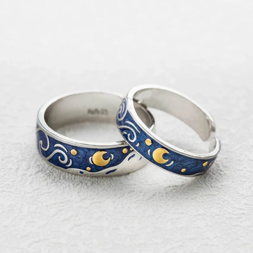 Van Gogh The Starry Night Couple Rings