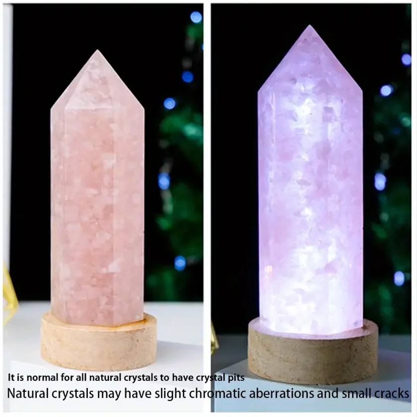 Natural Crystal Lamp Rose Quartz Energy - Temu