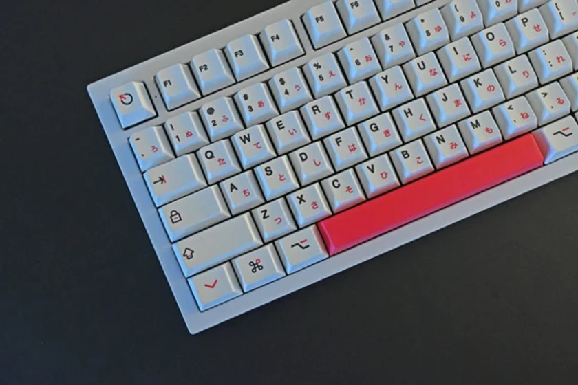 Ensemble de capuchons de touche minimalistes rouges/blancs à thème japonais pour clavier mécanique | 140 touches | Profil Cerise | Type de commutateur MX | Matériau PBT