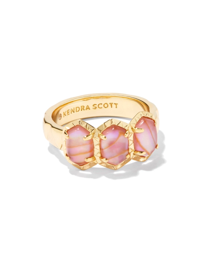 Daphne Gold Band Ring in Light Pink Iridescent Abalone | Kendra Scott