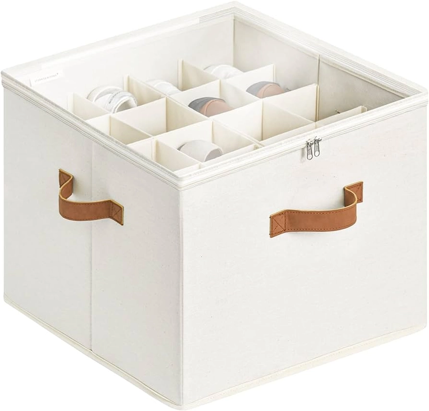 Amazon.com: StorageWorks Shoe Organizer for Closet, Fabric Shoe Storage Bins with Clear Cover, Adjustable Dividers for Shoe Storage, Beige, 1-Pack, Shoe Cube Organizer Fits up to 14 Pairs : Home & Kitchen