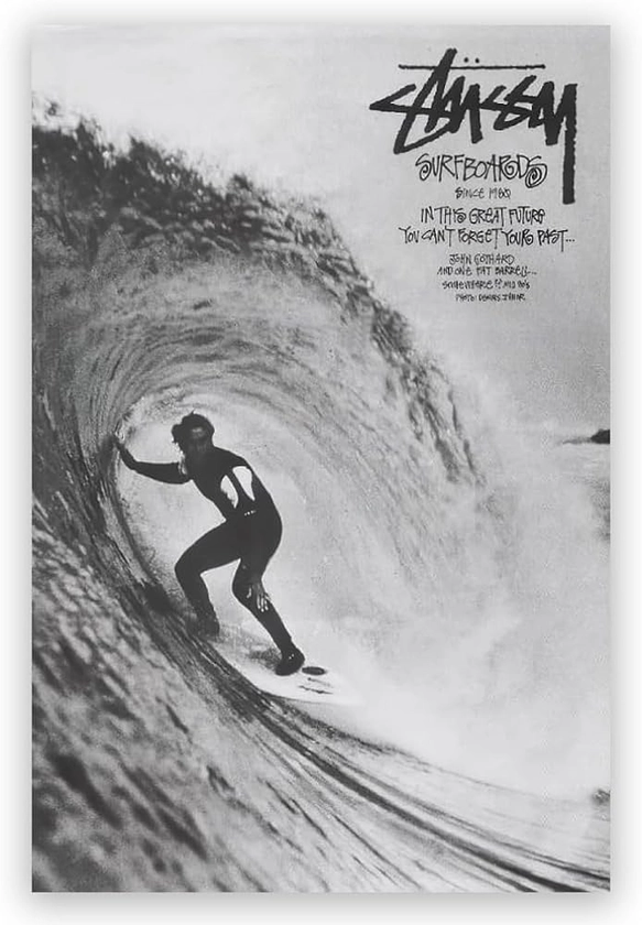 Vintage Stussy Surf Poster, International Stussy Tribe, Jeff Booth Poster, Room Decor, College Dorm, Canvas Painting Poster and Print Wall Art Picture for Living Room Bedroom Decor16x24in Unframed