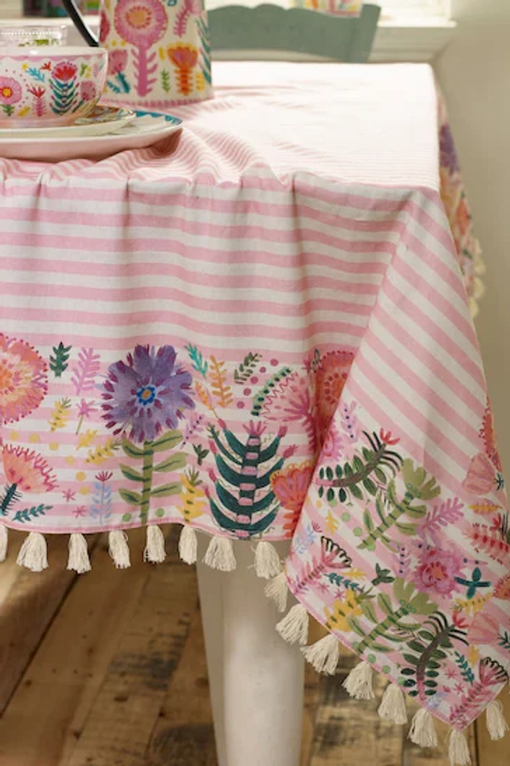 Buy Lucy Tiffney Stripe Tassled Tablecloth from the Next UK online shop