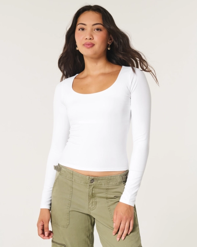 Women's Soft Stretch Seamless Fabric Long-Sleeve Crew Top | Women's Tops | HollisterCo.com