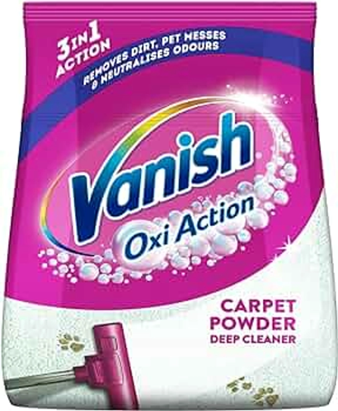 Vanish Gold Oxi Action Upholstery & Carpet Cleaner, Stain Remover Powder for Large Area Cleaning, 650g | Removes 3x More Dirt & Pet Hair vs Vacuuming Alone | Neutralises Odours | Deep Cleans