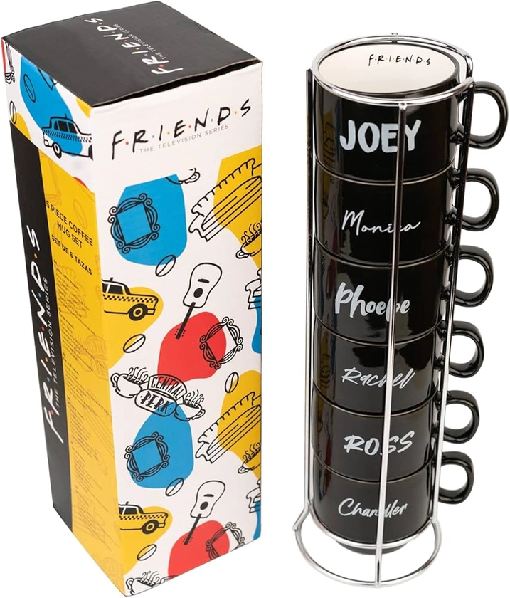 Grupo Erik - Lot de 6 Tasses Empilables à Café originale, avec Support, Tasses expresso, tasse à café design, mug friends STAZ001