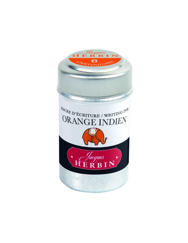 Encre Jacques Herbin - Orange Indien - Boite 6 cartouches