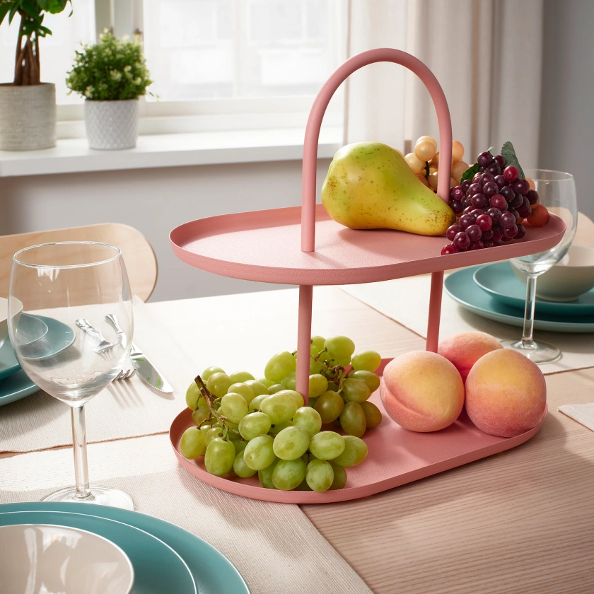SOMMARÖGA Serving stand, two tiers - pink