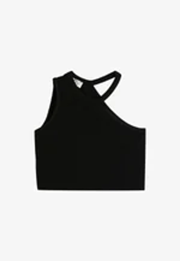 CROP ONE SHOULDER HALTER NECK . - Top - black