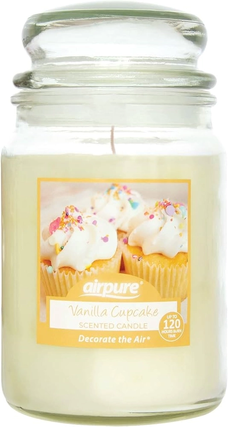 AIRPURE Large Candle Scented, Vanilla Cupcake Fragrance, 18oz Jar, 120 Hour Ornamental Candles, Fill The Room with a Warm and Homey Fragrance, for The Bedroom, Bathroom, Family Room of Office