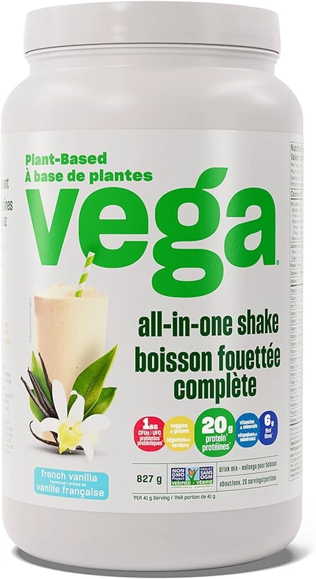 Vega All-in-One Vegan Protein Powder French Vanilla (20 Servings) Superfood Ingredients, Vitamins For Immunity Support, Keto Friendly, Pea Protein For Women and Men, 827g (Packaging May Vary) : Amazon.ca