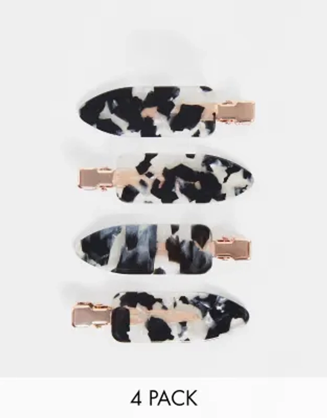 Kitsch Creaseless Clips 4 Piece Set - Black Terrazzo | ASOS