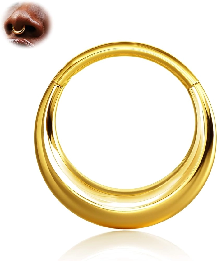 BodyBonita Septum Rings 16G - 316L Stainless Steel Nose Rings Hoops for Men Women Septum Piercing Jewelry 8mm 10mm