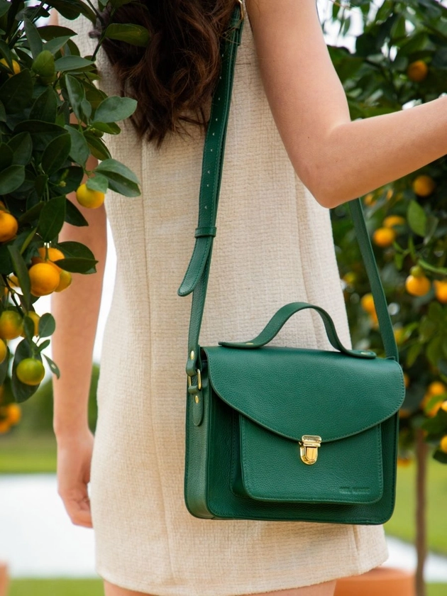 Mademoiselle George Azur Vert Impérial - sac à main en cuir vert pour femme | PAUL MARIUS