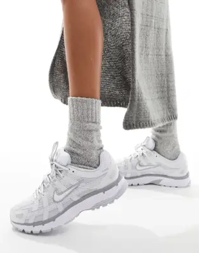 Nike P-6000 Unisex trainers in white and silver | ASOS