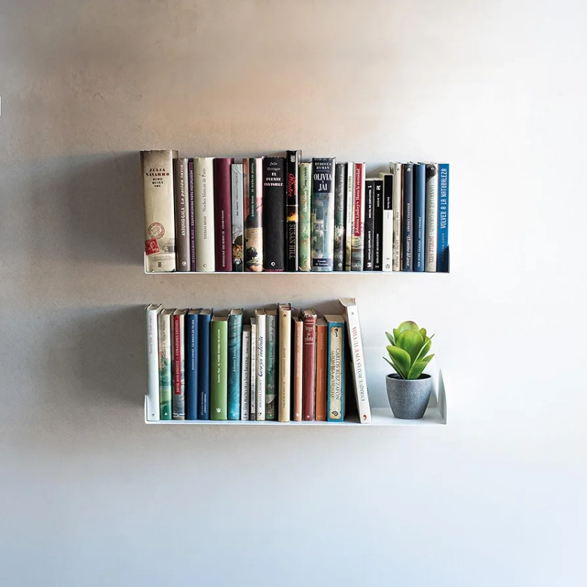 MILUKA Set 2 Floating Shelves 60 cm | Book Shelf Wall Mounted | Metal Shelves for Wall, Bookcase, Kitchen Shelves, Bathroom Shelf and Shelves for Bedroom in Home Decor | 2 Floating Shelf White