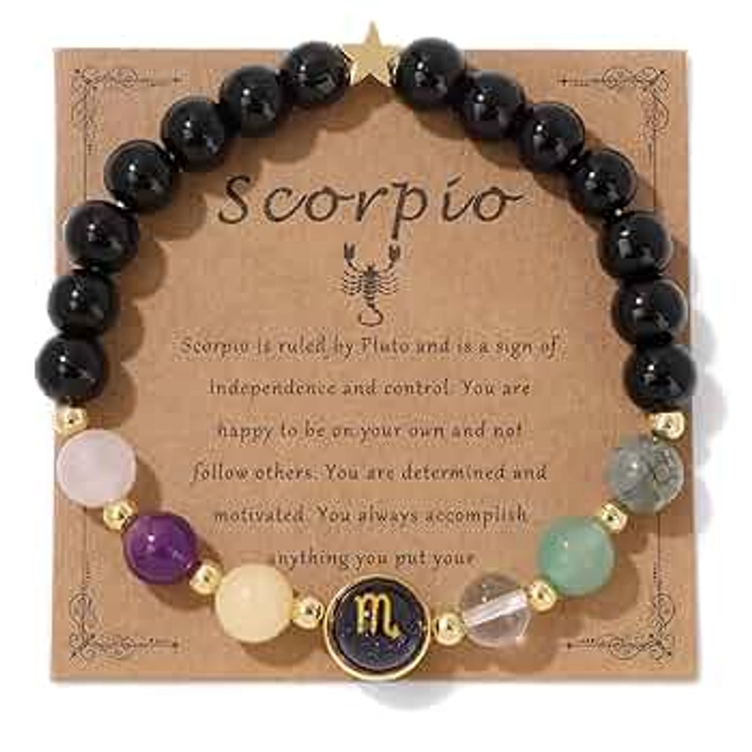 Scorpio Bracelet for Women 8mm 12 Constellation Bracelet Men Beaded Bracelet Healing Stone Bracelet Crystal Bracelets Gemstone Bracelets Scorpio Jewelry Scorpio Birthstone Gifts for Women