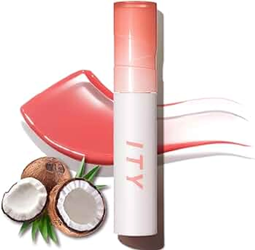 Lip Gloss Plumper, Liquid Lipstick with Hyaluronic Acid, Lip Stain Moisturizing, Coconut Scent Lipstick for women, Jelly Texture, 0.09 oz, 01 Baby Apricot