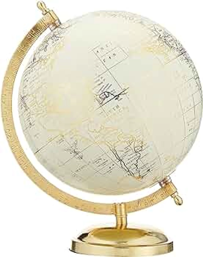 Abbott Collection Globo mundial con soporte – Globo decorativo pequeño giratorio de 8 pulgadas, decoración del hogar, estantería y computadora (marfil)