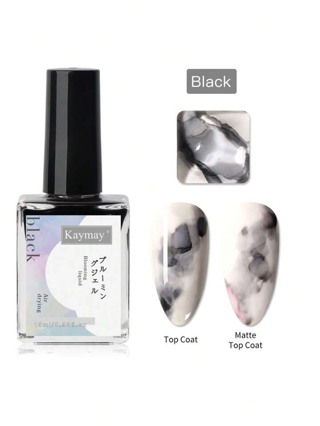 Kaymay Gel De Florecimiento Negro 1 Pieza 15 Ml Material Abs Secado Rápido, Larga Duración, Fácil Aplicación, Efecto Artístico De Florecimiento. Logra Sin Esfuerzo Un Efecto De Mezcla Similar Al De La Acuarela, Aportando Una Transición De Color Suave Y Artística A Las Uñas. Crea Patrones De Florecimiento Con Forma De Flores, Bloques De Colores Graduales, Y Utiliza El Efecto De Capas Del Gel De Florecimiento Para Una Transición De Color Natural Y Suave En Las Uñas. Logra Un Efecto Ahumado, Y Con Diferentes Colores De Gel De Florecimiento, Crea Un Efecto De Mezcla Similar Al De Un Arco Iris Para Una Apariencia Vibrante. Adecuado Para Entusiastas De La Decoración De Uñas Que Aprecian La Creatividad Artística, Que Persiguen Las Tendencias De La Moda Y Artistas De Uñas Profesionales