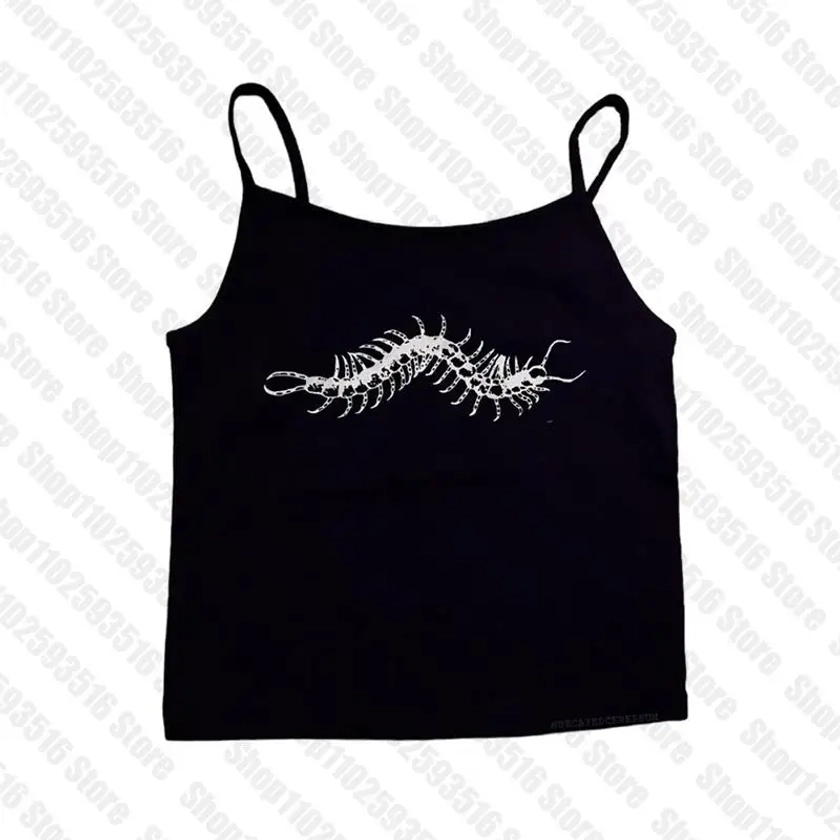 Verano y2k estampado mujeres basura ciempiés chaleco Top mujeres Top corto estético punk ropa de calle femenina Tops gótico corsé tvest - AliExpress