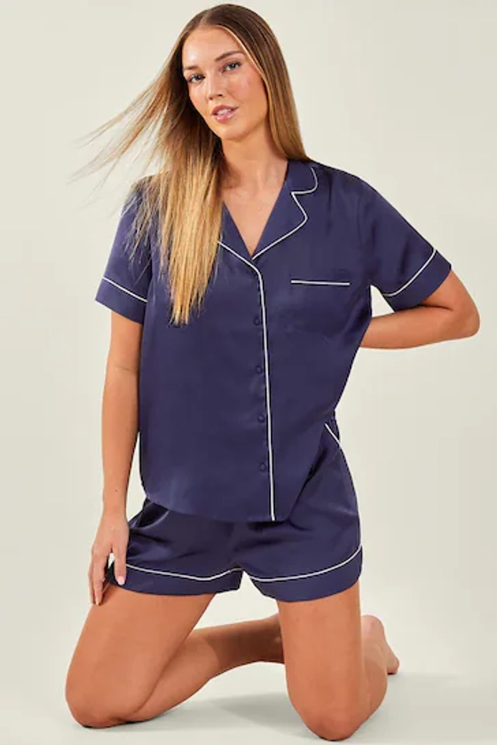 Buy Monsoon Blue Monsoon Satin Short Pyjamas Set from the Next UK online shop