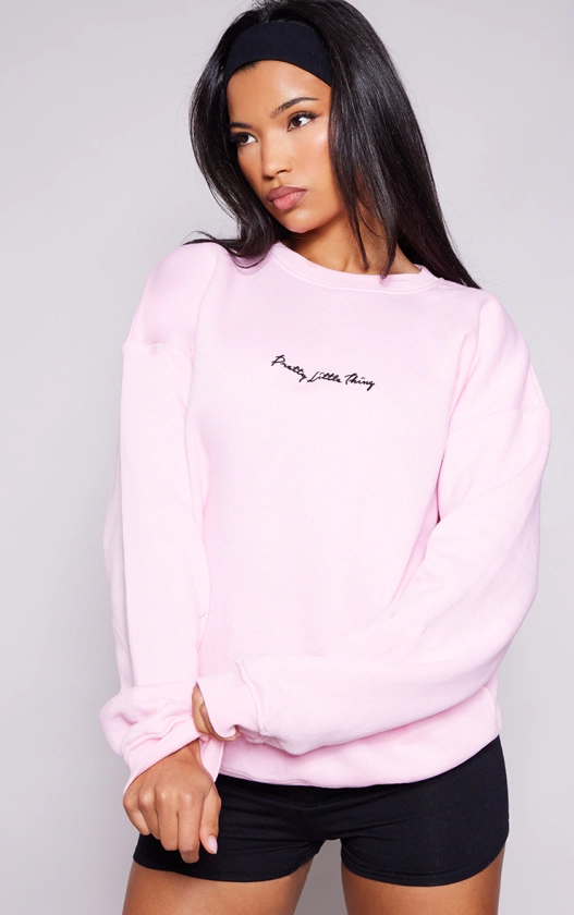 Baby Pink Prettylittlething Basic Sweatshirt