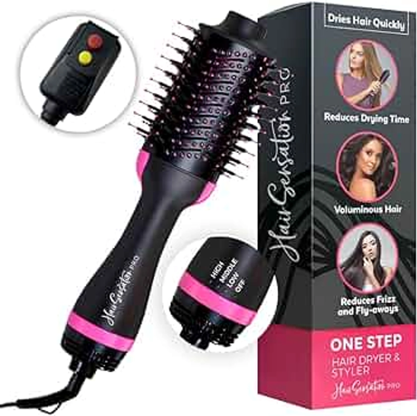 Blow Dryer Brush, 4 in 1 Styling Tools with ION Generator and Ceramic Coating for Fast Drying Hair Types, Pink