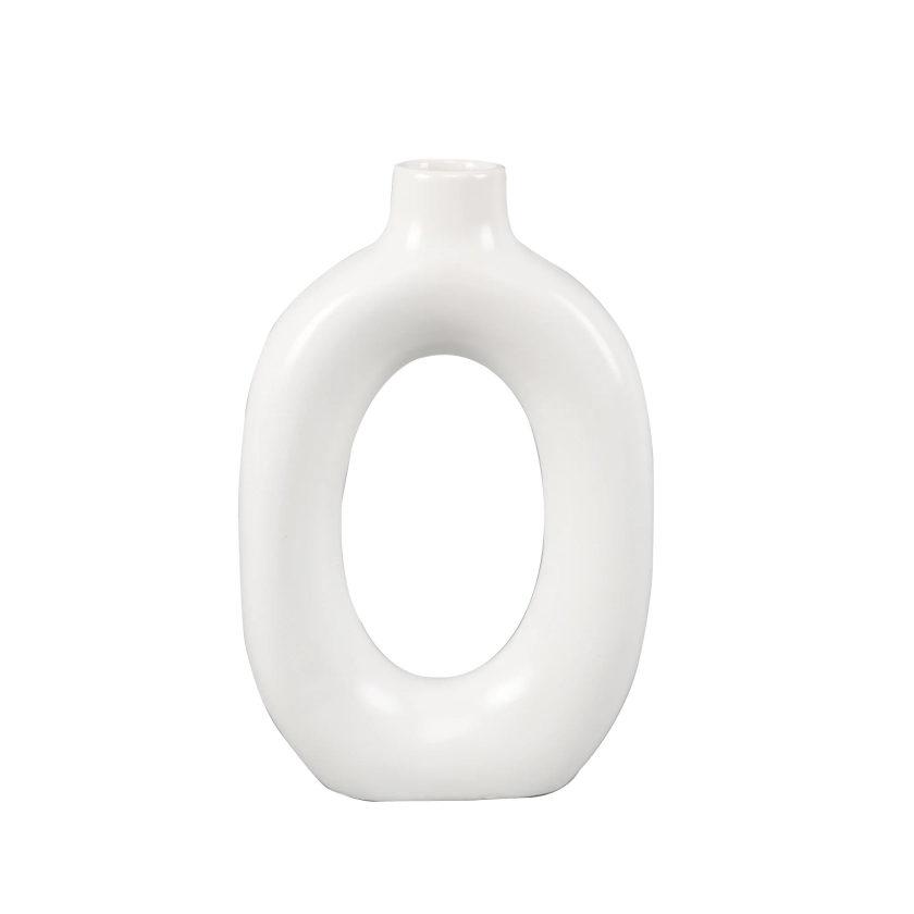 Mainstays 8" Circular Ceramic White Donut Vase