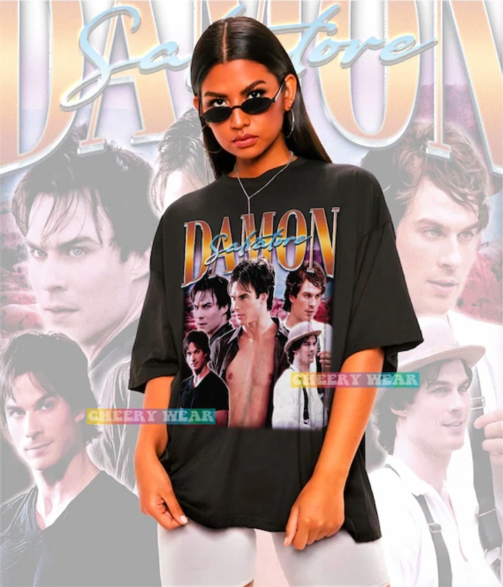 Chemise unisexe Damon Salvatore-Tshirt Damon Salvatore, T-shirt Damon Salvatore, t-shirt Salvatore, sweat-shirt Damon Salvatore, chemise Ian Somerhalder