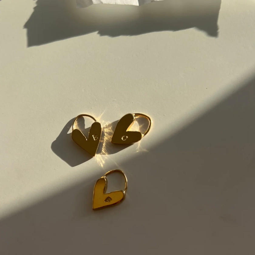 Darling Heart Necklace with Initial - Gold Vermeil