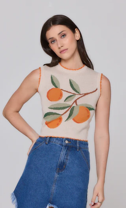 NEROLI ORANGE KNITTED VEST TOP