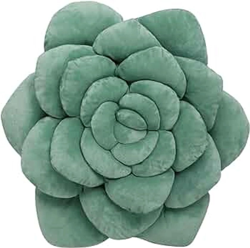 Succulent Pillow - Hand-Stitched Plush Decorative Throw Pillow. Plant-Shaped Pillows and Flower Pillows, Plush Cushions for Bedroom and Home Decoration, 19.7in/50CM