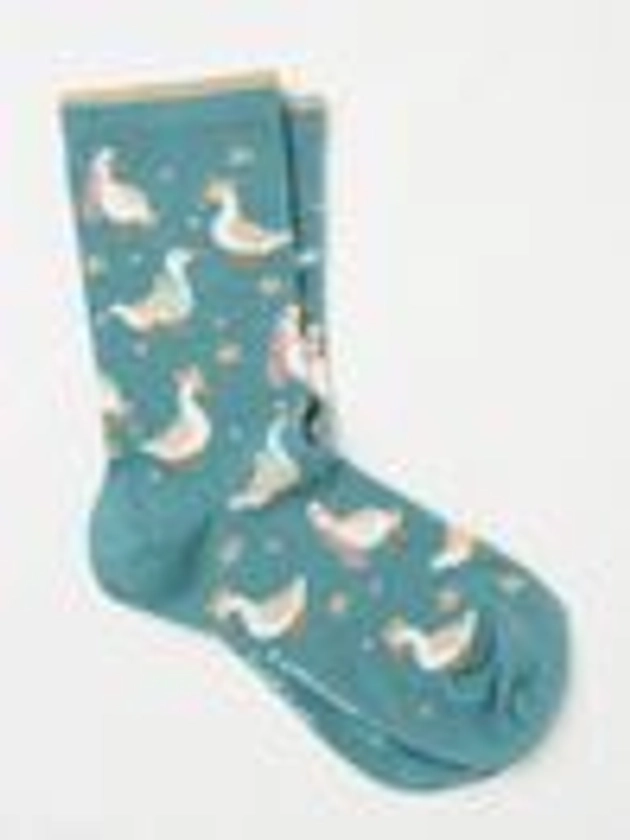 Green Womens Festive Geese Socks 1 Pack